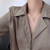 Geometric Round Bead Balance Ball Necklace s925 Pure Silver Fashion Silver Bean Bean Female Brief Design Sensation Wind short Lock Bone Chain