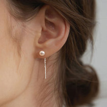 Brief lukewarm fresh water pearl ear line small crowdsourced S925 pure silver ear ring ear accessories 2022 New wave student women