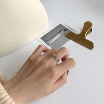 Hollowed-out flower preparation ring S925 pure silver tide temperament petal flower personality opening ring child