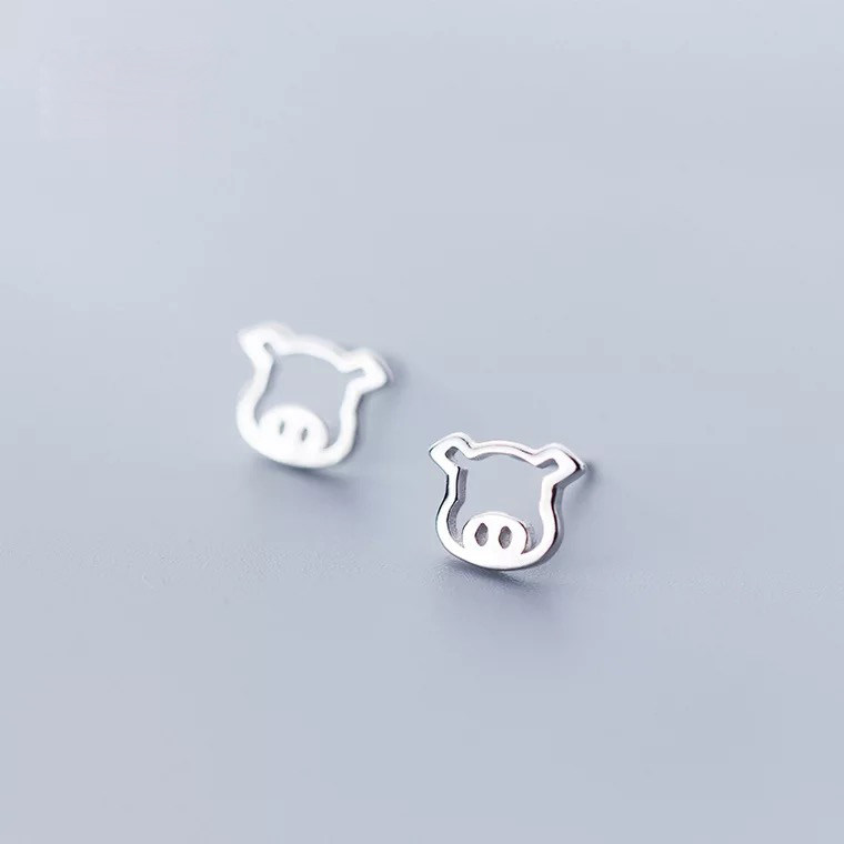 MICY sterling silver s925 earrings female Korean version of the small fresh hollow pig cute natal year animal auspicious earrings