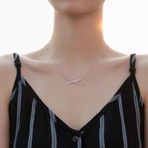 MICY Sterling Silver S925 Necklace Female Korean Joker Item Simple Line Cross hipster Diamond choker
