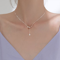 Smile Streaming Su Drop Necklace S925 Pure Silver Female Lock Bone Chain Small Crowdarticle Gentle Temperament Brief Moon Pendant