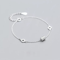 MICY sterling silver S925 small waist bracelet Japanese and Korean fashion oval diamond temperament hollow ring anklet silver ornaments