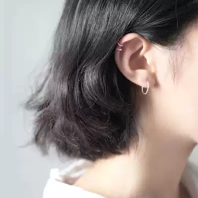 Simple S925 sterling silver ear ring fine earrings ear bone nails raise ear holes hypoallergenic accessories Japan and South Korea wild men and women ear buckle