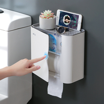 Toilet tissue box Toilet waterproof hole-free bathroom toilet toilet toilet paper box Wall-mounted paper suction shelf paper tube