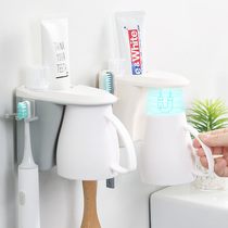 Net red shake sound couple double bathroom electric toothbrush shelf free hole wall-mounted single mouthwash cup