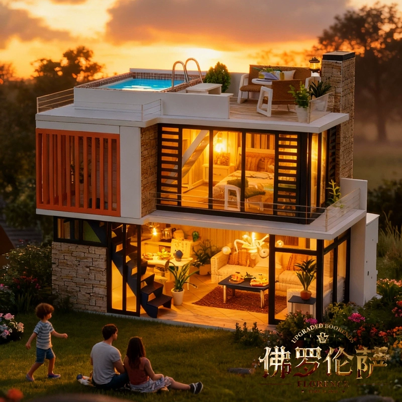 New Product: Simple European Modern DIY Cottage Florence Creative Educational Handmade Wooden Miniature Model Villa Toy New Product: Simple European Modern DIY Cottage Florence Creative Educational Handmade Wooden Miniature Model Villa Toy
