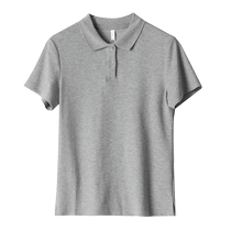 Navy blue right shoulder short-sleeved T-shirt for women 2024 new summer simple polo shirt versatile lapel T-shirt top