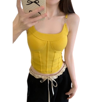 Dopamine fishbone camisole womens new summer style inner wear with chest pad hot girls can wear tube top short top