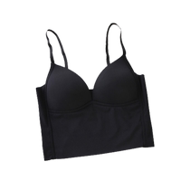 Black V-neck camisole womens summer thin tube top with padded all-in-one bra with ice silk sleeveless top