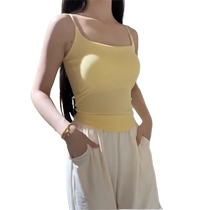 Cream yellow camisole womens summer outer wear with chest pad integrated sleeveless waist dopamine hot girl top