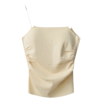Spaghetti strap camisole womens 2024 summer new outer wear with chest pad integrated slim short style beautiful back top