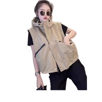 Hooded work vest womens 2024 new spring and autumn design loose casual vest vest jacket trendy