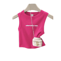Rose red camisole womens 2024 summer new style slimming temperament age-reducing short style cool camisole top