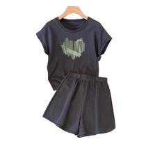 Korean style atmosphere outfit womens summer plus size fat MM fashion casual sports short-sleeved shorts two-piece set