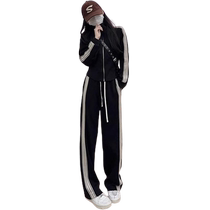 Fashionable sports suit for women 2024 new early autumn back to school wear loose sweatshirt fashionable age-reducing casual two-piece set