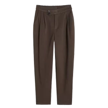 Brown Wool Harem Pants Womens 2024 Autumn and Winter New Maillard Wear Velvet Thickened Nine-Point Cigarette Pants