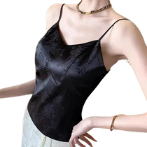 New Chinese style satin camisole womens suit inner wear spring and autumn outer wear with chest pad all-in-one beautiful back sleeveless top