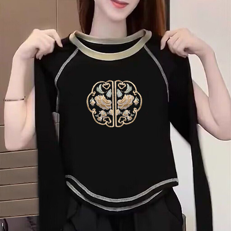 Ethnic Style Raglan Long-Sleeve Women's T-Shirt 2026 New Autumn New Chinese Style Slim Fit Velvet-Lined Shirt t Ethnic Style Raglan Long-Sleeve Women's T-Shirt 2026 New Autumn New Chinese Style Slim Fit Velvet-Lined Shirt t