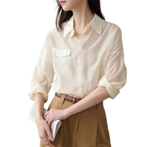 Big red chiffon shirt autumn tops for women 2024 new hot style loose casual POLO collar shirt jacket