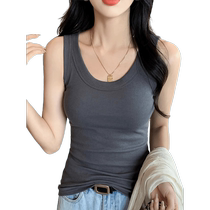 Gray vest womens outer wear summer new model with chest pad all-in-one no-wear bra slim fit inner sleeveless top