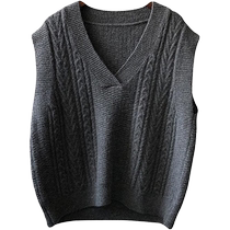 Gray knitted vest autumn womens 2024 new style outer layering loose versatile vest top