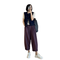 Purple harem pants for women 2024 new summer Japanese style lazy style balloon pants small casual casual nine-point carrot pants