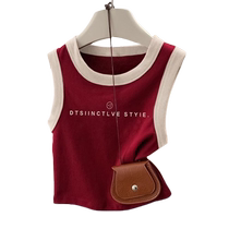 Contrast color splicing camisole womens inner wear summer cover breasts outer wear dopamine short sleeveless hot girl top