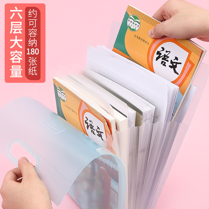 日本国誉竖式风琴包A4手提式多层分类文件夹学生试卷收纳袋资料包