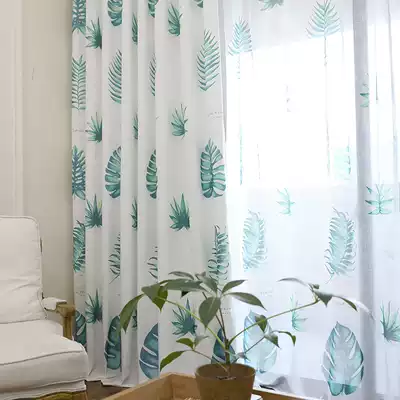 Modern minimalist printed blackout bedroom living room Nordic ins style full sunshade American bamboo cotton curtain fabric