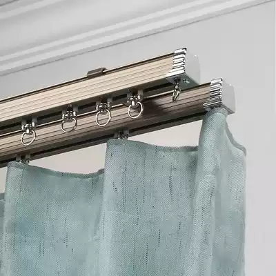 Color shadow Wei thick aluminum alloy curtain track straight rail bay window top with curved rail slide rail curtain rod heavy duty single double track
