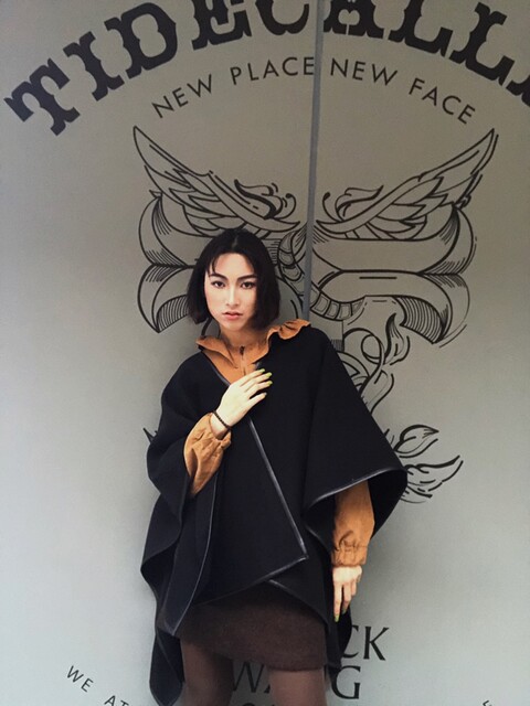 Woolen cloak shawl jacket for women mid-length