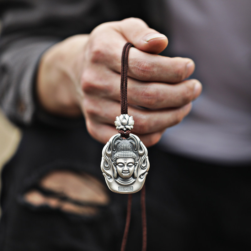 99 sterling silver year of the tiger natal year eight guardian gods pendant male and female twelve zodiac six-character mantra necklace natal Buddha