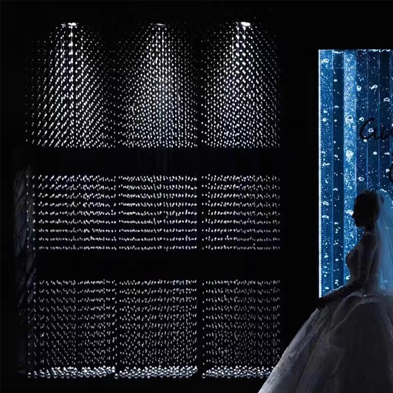 Wedding Hollow Layered Crystal Bead Curtain Segmented Bead String Wedding Ceiling Bead Chain Stage Background Column Decoration Props