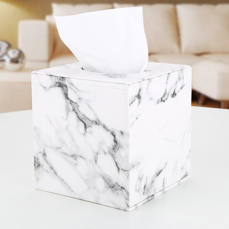 Light luxury tissue box marble table roll paper box hotel tea table living room paper drawer simple creative tissue tube