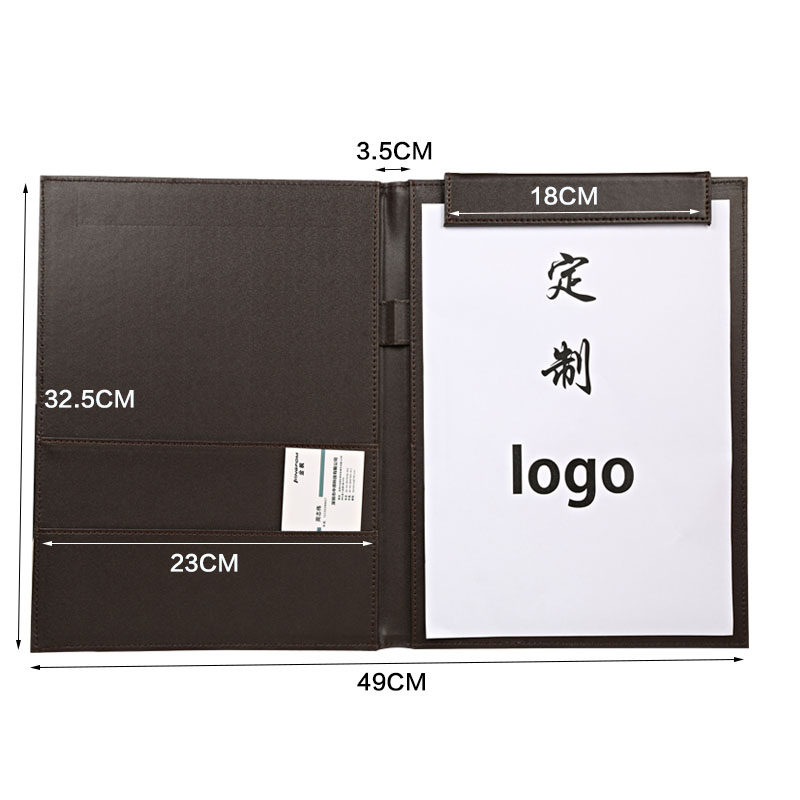Business Brief Office A4 Leather Folder Creative Hotel Service Guide Clip Information Contract Containing Clip Customisation-Taobao