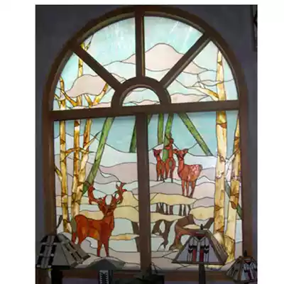 Custom Church color art inlaid glass theme wall hanging entrance entrance background wall partition screen (animal)