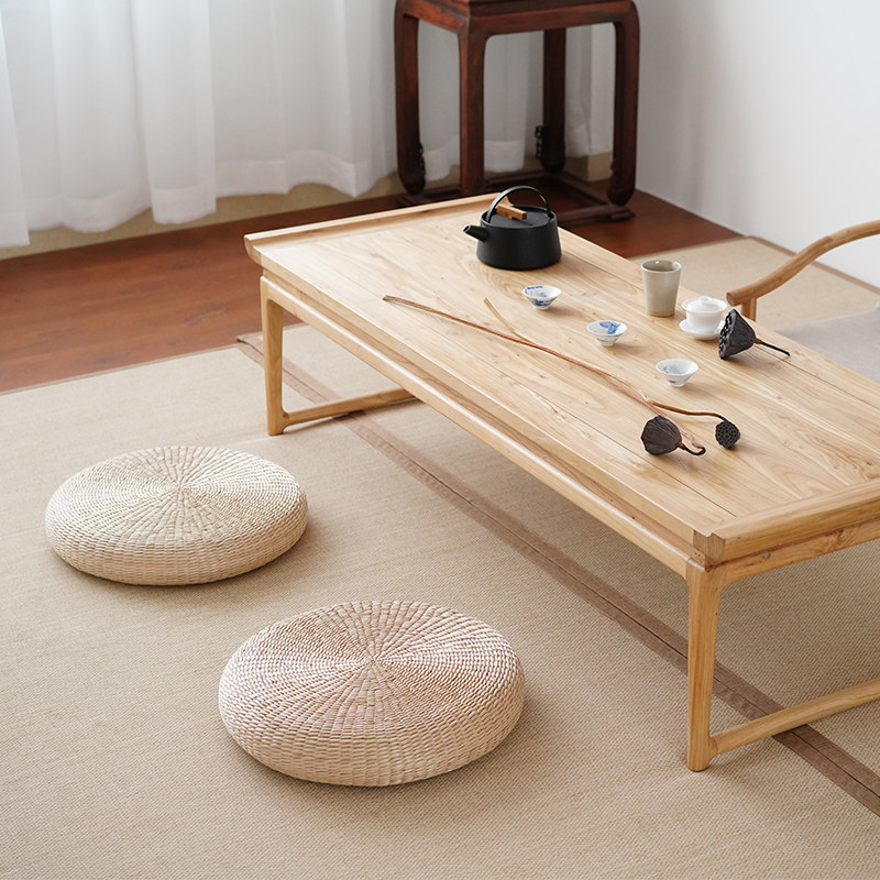 Straw futon cushion padded meditation cushion Pu cushion round floating window cushion Buddha cushion tatami cushion
