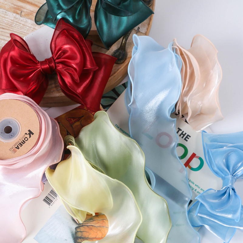 10 Yards Iridescent Mermaid Ribbon - Burned Edge Sheer Organza For DIY Bow Making Cake Decor Flower Bouquet Gift Wrapping_voghion.com