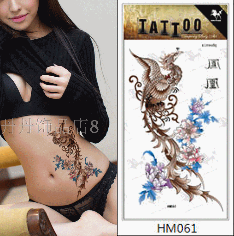 Bài nữ hình xăm không thấm nước phoenix hoa mẫu đơn flowers painted hình xăm cơ thể Hàn Quốc dán bộ 8 hình xăm dán hoa bỉ ngạn