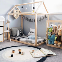 Ins Nordic style creative wooden small house game wooden frame bed children's room kindergarten floor bed photo props