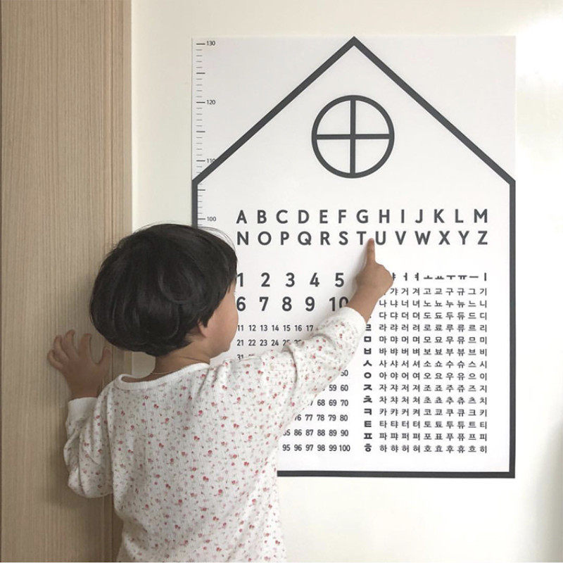 ins north Eurowind children study wall sticker height scale cognition digital English letters Early education Puzzle Waterproof Chart