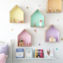 ins Nordic style colorful cabin house childrens room decoration shelves storage racks wall hangings photo props