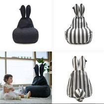 Ins Nordic style stripes cute rabbit ears children lazy sofa removable casual bean bag children's room decoration