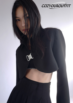 taobao agent Genuine design crooked metal black mini-skirt, suit