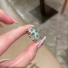 S925 sterling silver ring full of diamonds mint green Paraiba