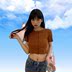 2020 Summer Slim dưới sienned ngắn tay T-shirt mở cổ thay đổi nội dung ngắn màu tím cardigan phụ nữ knitsweater bm đầu 