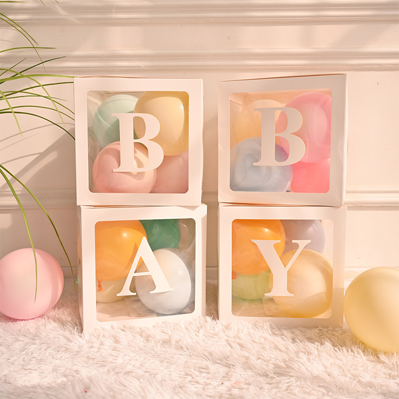 New Pint Tennis Red Transparent Balloon Box Babylove Letters Decorate Baby Birthday Table White Wedding House Arrangement Props