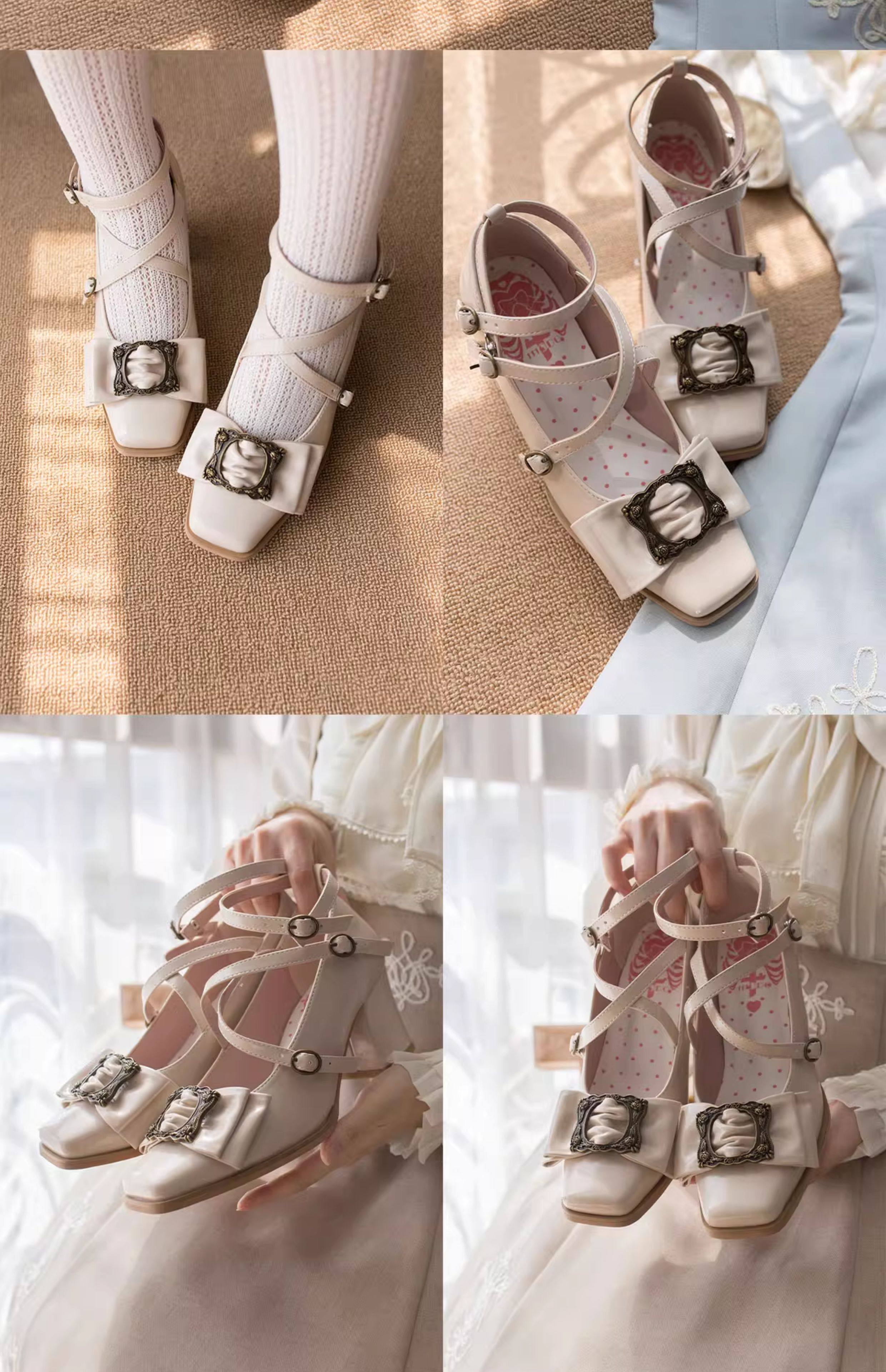 Обувь 现货丨画框可可丨优雅中跟lolita鞋方头cla覆古女鞋 Modo