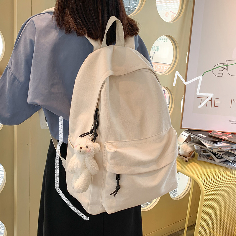 Ins wind school bag Japanese solid color large capacity backpack female college student simple rucksack women 2020 new model